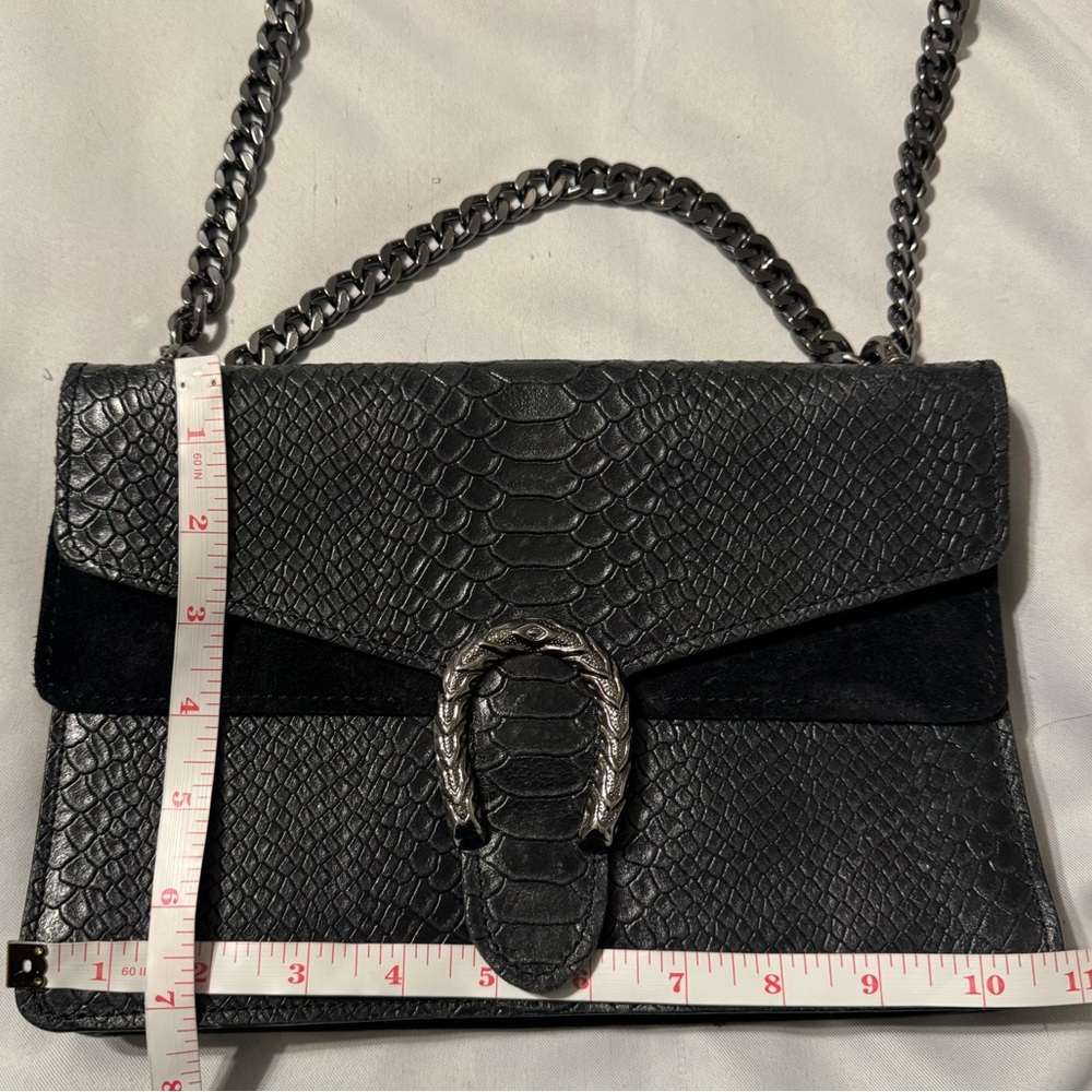Italian Leather Black Chain Crossbody Back Excellent Quality Dionysus Style - Picture 4 of 8